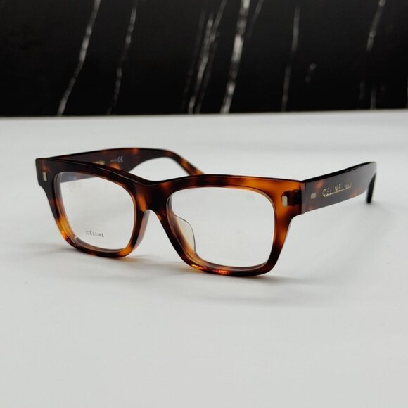 NEW CELINE CL50011F 054 BROWN HAVANA SQUARE WOMEN CELINE EYEGLASSES - Picture 6 of 10